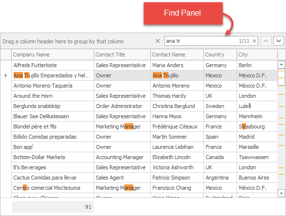 Find panel