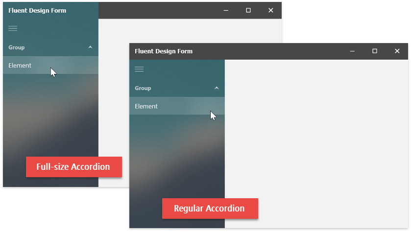 Fluent Design Form - Accordion Sizes