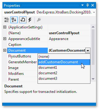 Flyouts - assign the addCustomerDocument