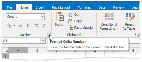 number dialog box launcher