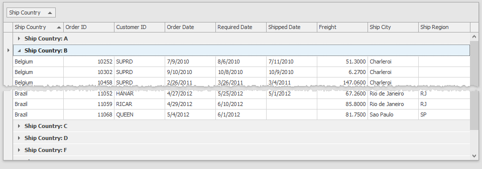 Grid - Alphabetical Grouping