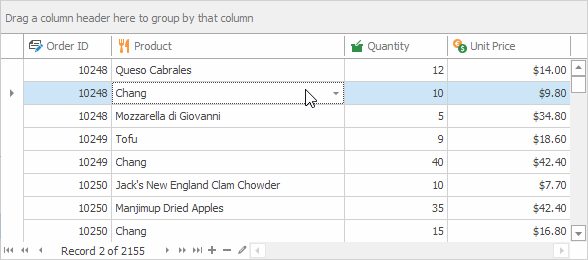 Data Grid - In-header search box - Search mode