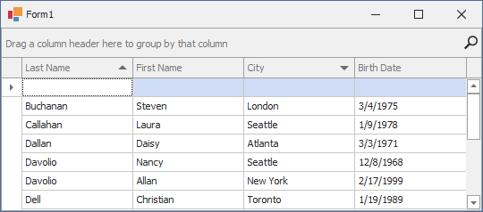 WinForms Data Grid - Sort by Multiple Columns, DevExpress