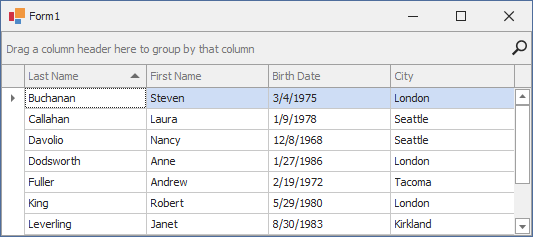 WinForms Data Grid - Data Sorting, DevExpress