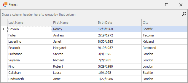 WinForms Data Grid with GridView