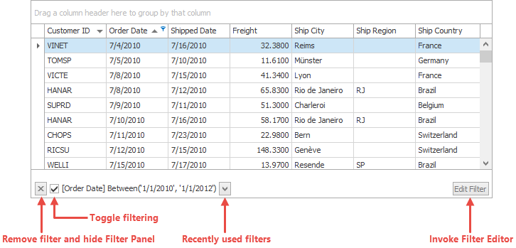 Grid - Filter Panel Layout