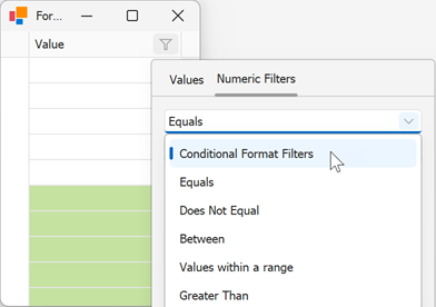 WinForms TreeList - Conditional Format Filters Item in Filter Popup, DevExpress