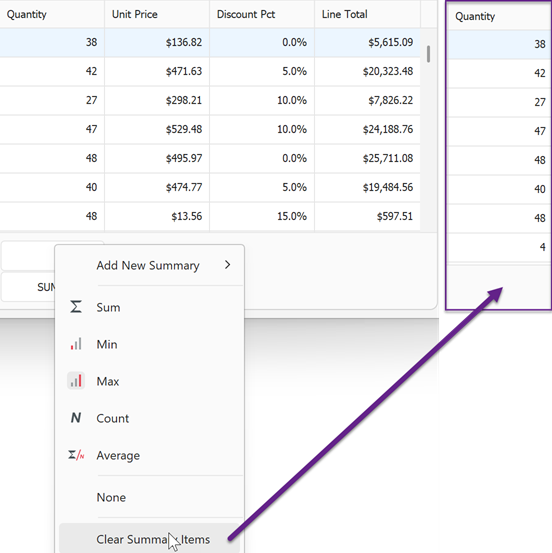 WinForms - Data Grid Hide a Specific Summary Item in Context Menu, DevExpress