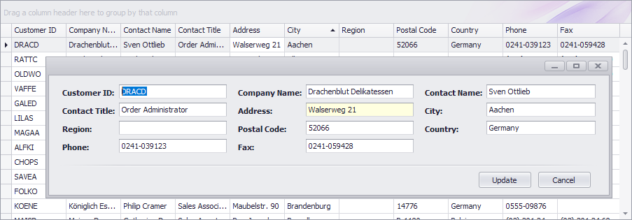 devexpress wpf gridcontrol treeview example