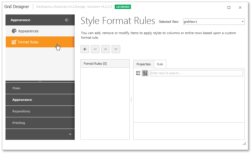 GridDesignerAppearanceCategoryFormatRulesPage