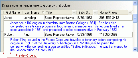 GridView - PreviewIndent