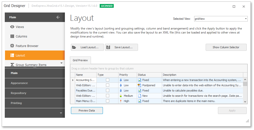 GridView_Appearance_PreviewDataInLayoutPage