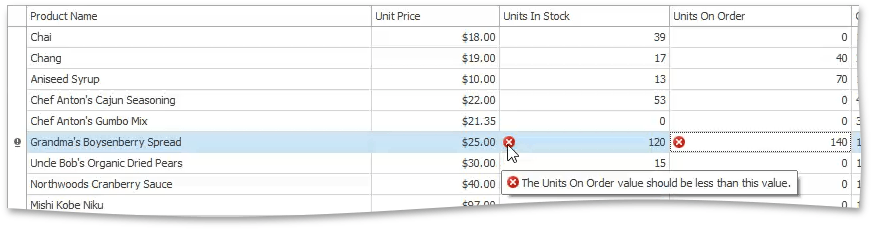 windows grid data validation ux presentation