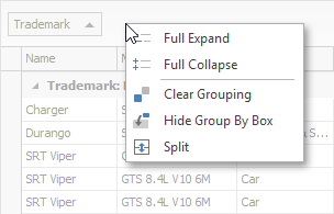 GroupPanel - Context menu1
