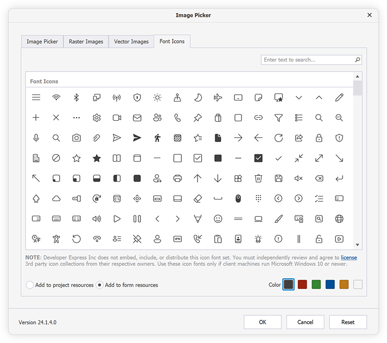 DevExpress Icon Library - Font Icon Images