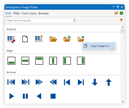 Copy Image Uri - WinForms Image Picker, DevExpress