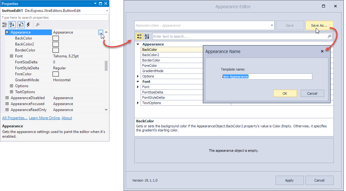 Invoke editor and save settings