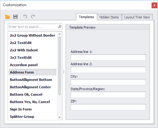 LayoutControl-Templates