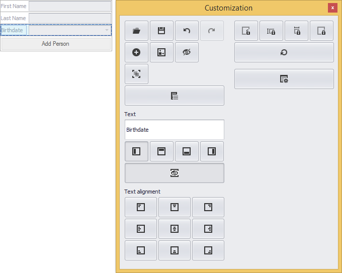 LayoutControlCustomizationFormQuickMode