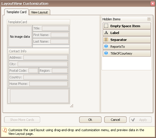 LayoutView_CustomizationForm_Basic