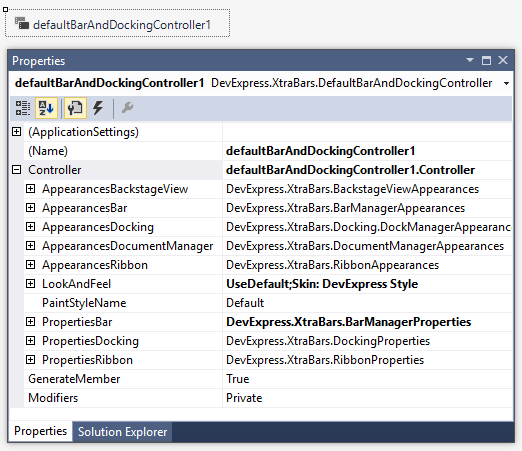 XtraBars Default Bar and Dock Controller