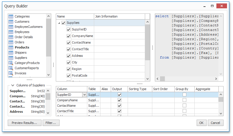 MailMergeNoCodeExample-QueryDesigner