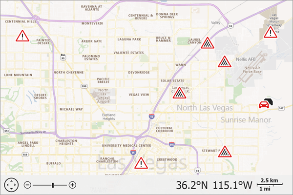 A map that displays traffic incidents.