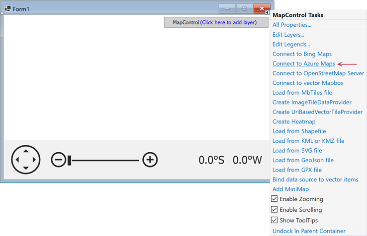 DevExpress MapControl for WinForms - Connect to AzureMaps