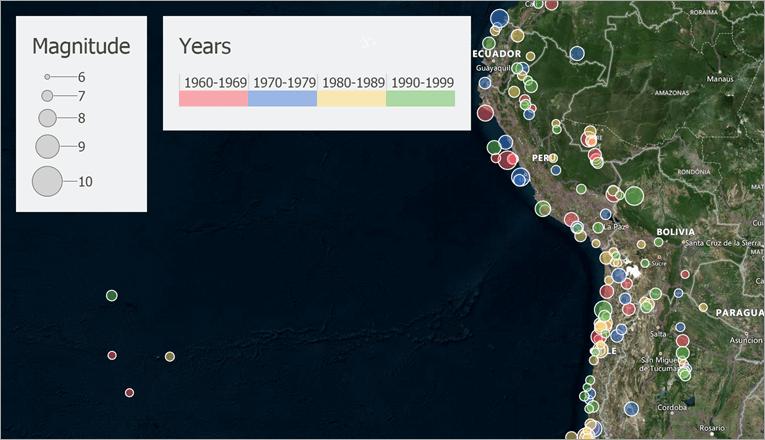 Map that shows vector layer with bubbles