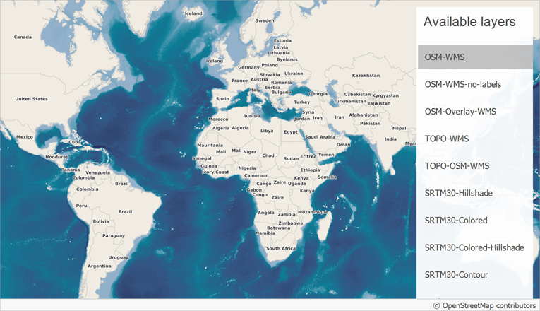 A geo map image loaded from a web map service