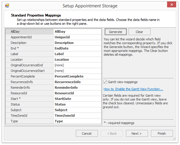 Mappings-Ganttview-appointments