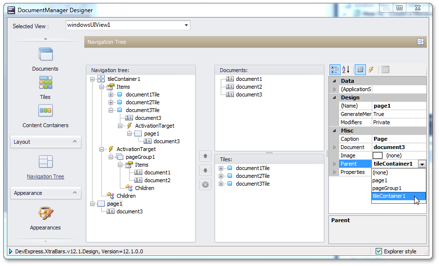 Metro Getting Started - AppTree Page Parent