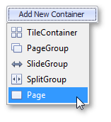 Metro Getting Started - Page Create Container