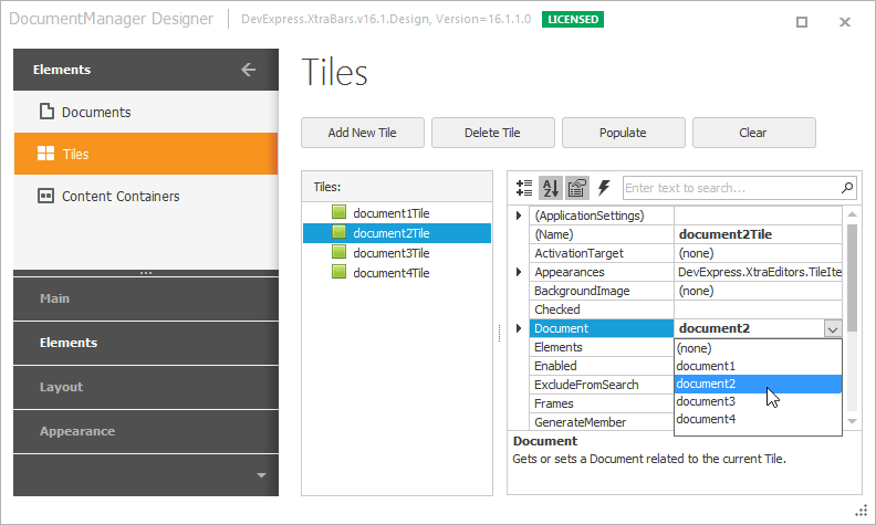 Metro Getting Started - TileContainer Bind Documents to Tiles