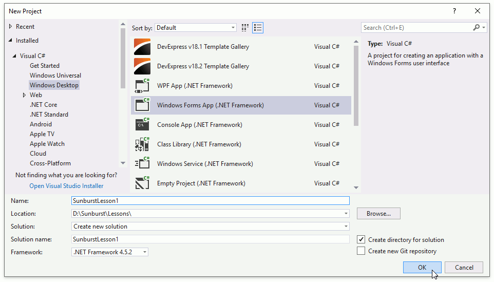 new-winforms-application