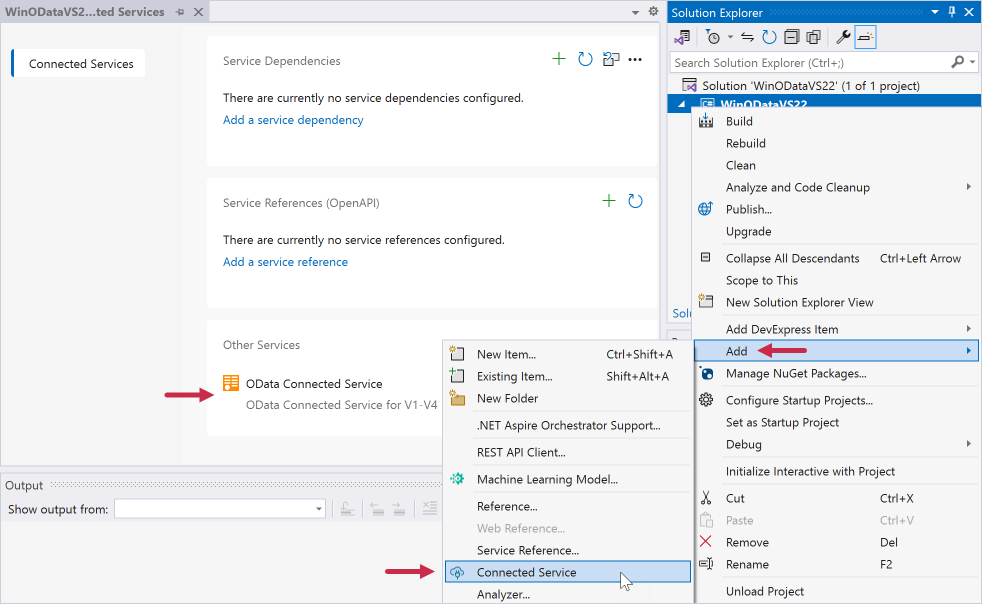 Add Connected Service to VS 22+ Project