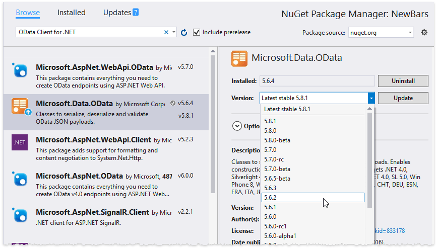 OData V2 - Downgrade Package