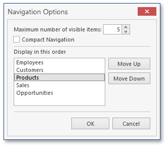 OfficeNavBar - Customization Dialog