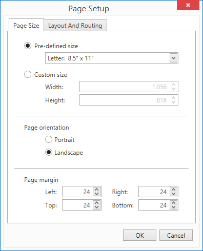 Making settings in the Page Setup dialog box