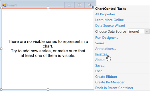 Select the Palettes link in the Chart Control's smart tag menu