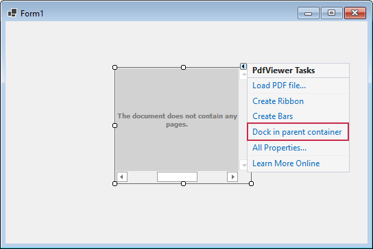 Dock the PDF Viewer In Parent Container (.NET)