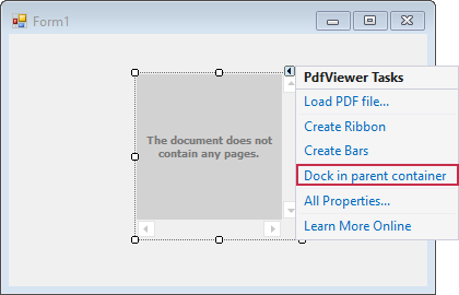 Dock the PDF Viewer In Parent Container