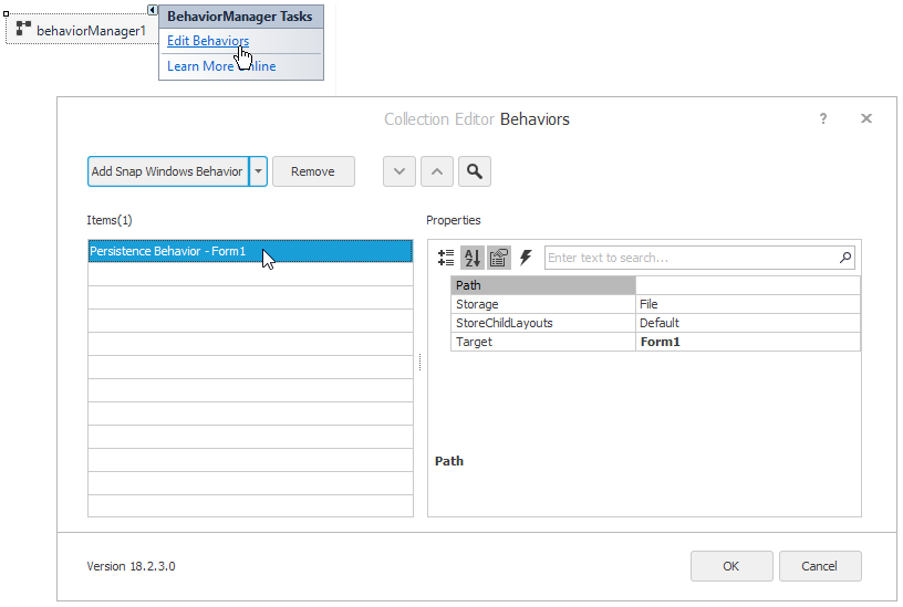 Persistence Behavior | WinForms Controls | DevExpress Documentation