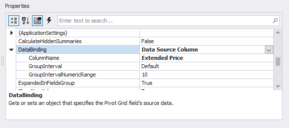 Bind a Pivot Grid Field to a Column