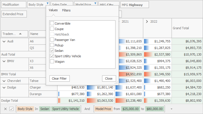 Pivot Grid excel-style filter