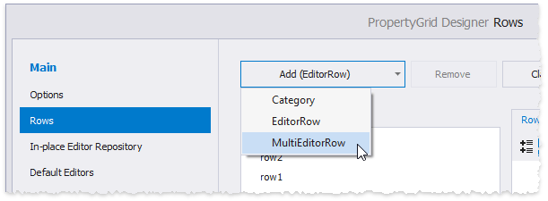 Property Grid - Add Multieditor Row