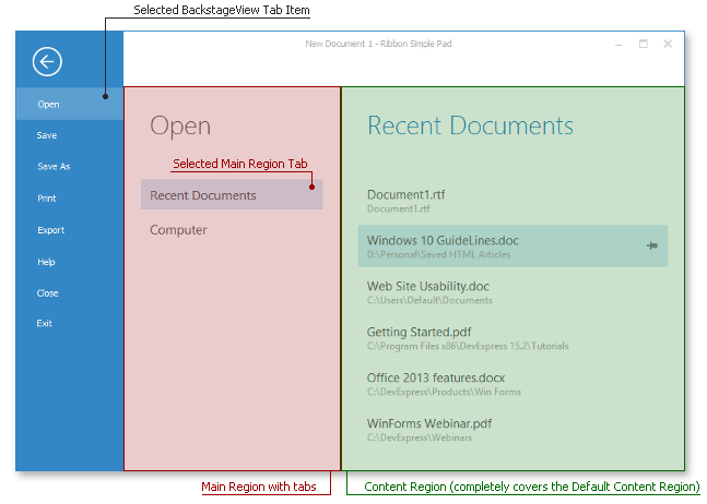 RecentControl - Main and Content Regions