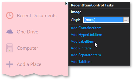 RecentControl - Stack Panel SmartTag