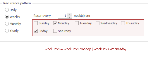 RecurrenceInfo.WeekDays_MondayAndFriday