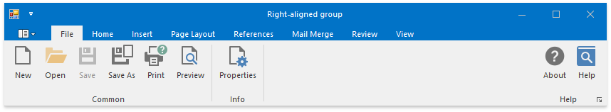 Ribbon - Right-aligned group